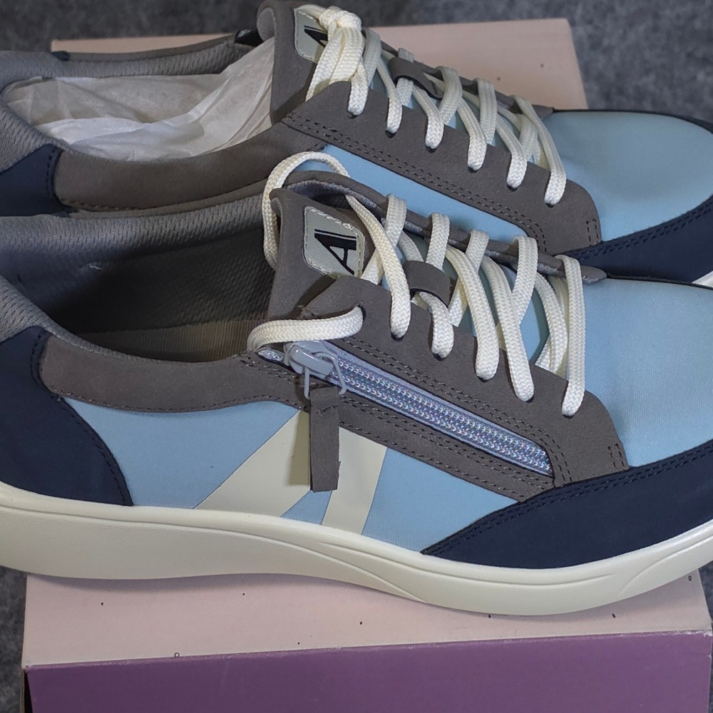 Alegria Eazeer Tempest Blue Grey Side Zip Comfort Sneakers Womens US 8 EUR 38 - Picture 2 of 7